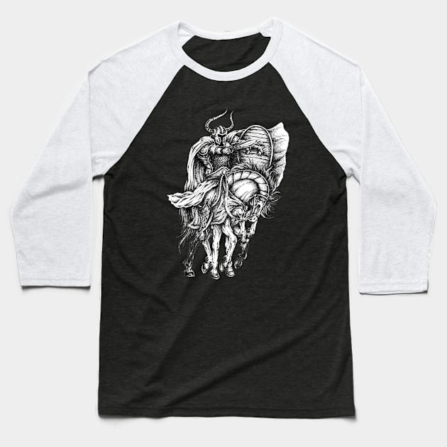 Knight on horse Baseball T-Shirt by SAN ART STUDIO 